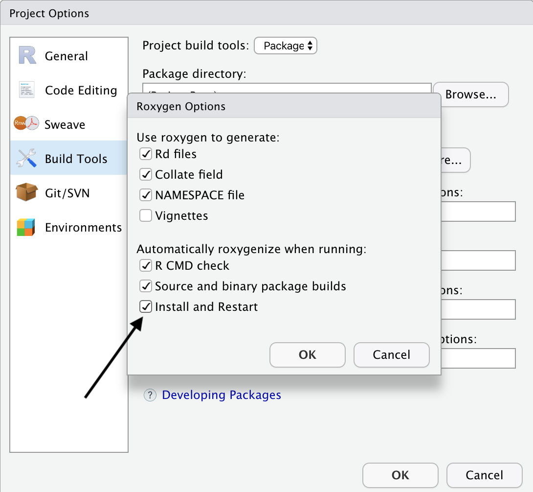 Check box for Install and Restart